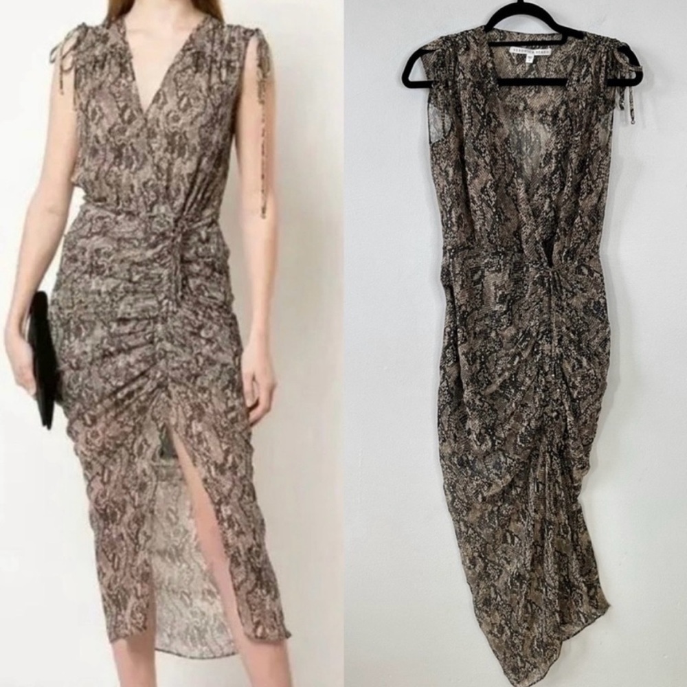 Veronica Beard Teagan Dress Snake Sz S / 2 100% Silk Ruched Orig $675 Mini NWOT